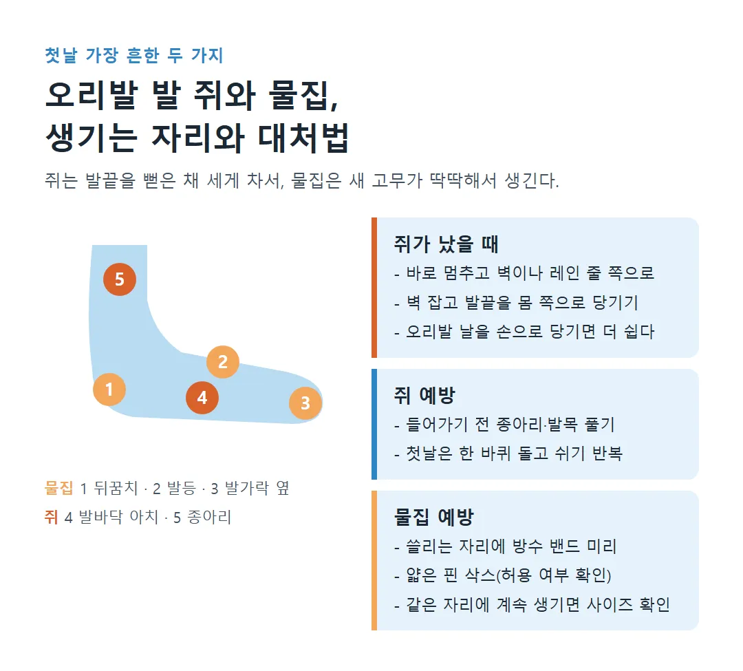 수영 오리발 발 쥐와 물집 생기는 자리와 대처법