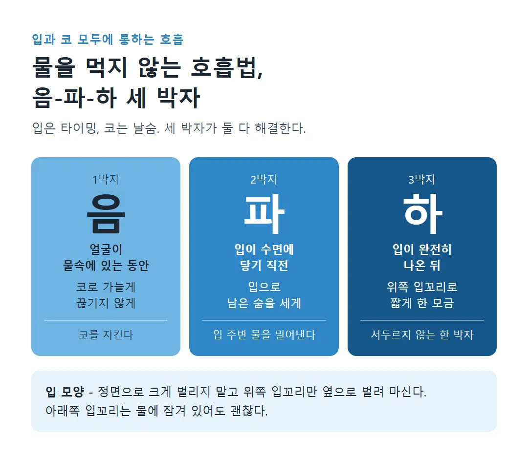 물을 먹지 않는 음-파-하 세 박자 호흡법